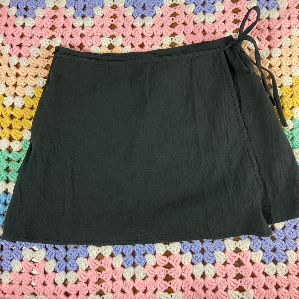 Cider Black Wrap Tie Women's mini Skirt small cotton S